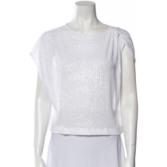 In the Mood for Love| Bateau Neckline Short Sleeve Crop Top | White | SZ Large - Picture 1 of 7